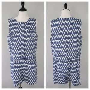 J. CREW Blue White Chevron Denim Sleeveless Romper